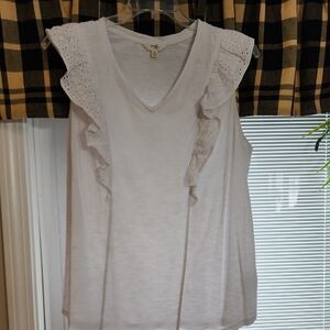 Terra & Sky White Ruffle Sleeve Blouse